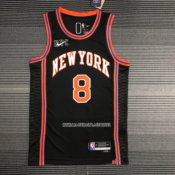 Kemba Walker NO 8 Camiseta New York Knicks Ciudad 2021-22 Negro